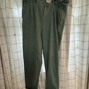 Sézane green paper bag denim